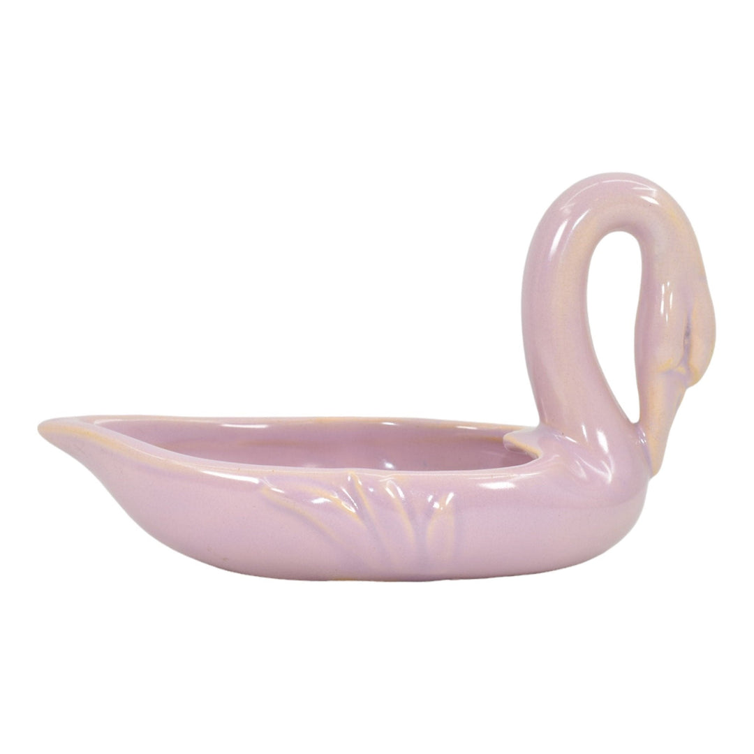 Weller Patricia Hobart 1930s Vintage Art Pottery Purple Pink Swan Ceramic Tray - Just Art Pottery
