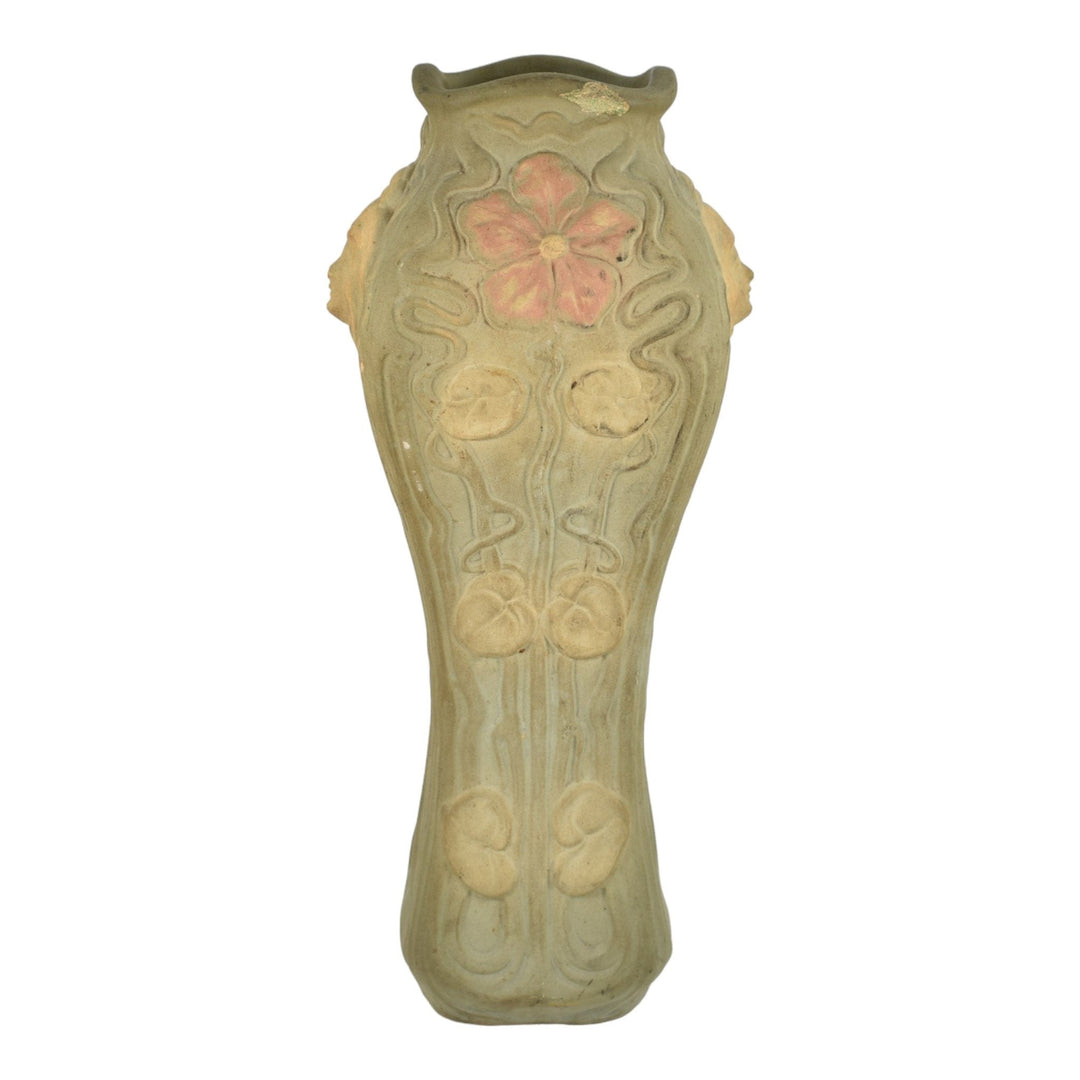 Weller Art Nouveau 1903-04 Antique Art Pottery Matte Ware Woman And Flowers Vase - Just Art Pottery