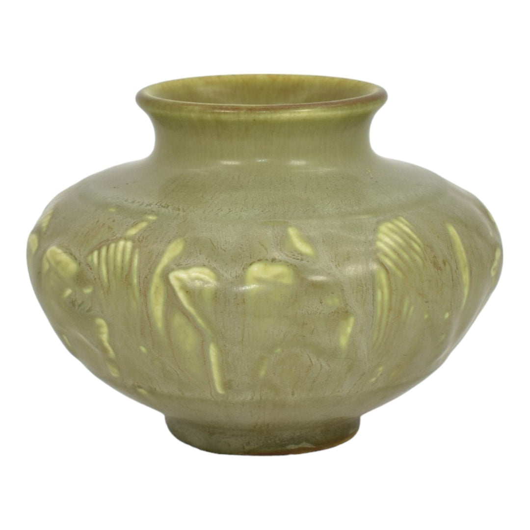 Rookwood 1937 Vintage Arts And Crafts Pottery Matte Green Bird Vase 6548