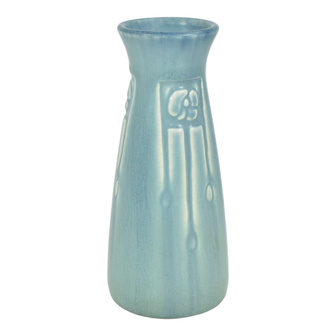 Rookwood 1921 Arts And Crafts Pottery Matte Blue Floral Ceramic Vase 2125