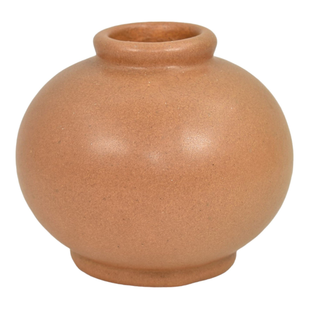 Teco Vintage Arts And Crafts Pottery Matte Brown Bulbous Ceramic Vase 216 - Just Art Pottery