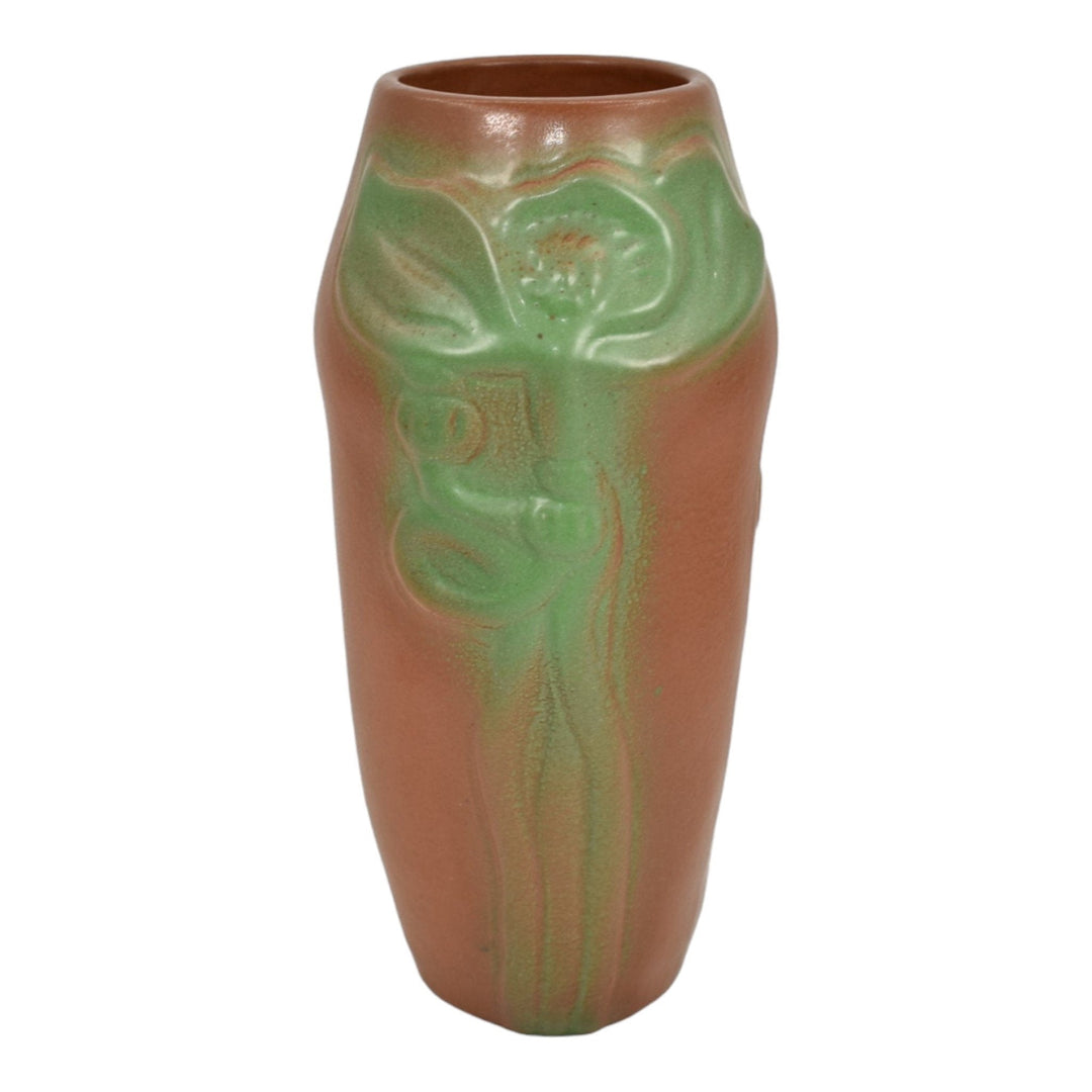 Van Briggle 1920s Art Pottery Brown Matte Green Poppies Ceramic Vase 218 - Just Art Pottery