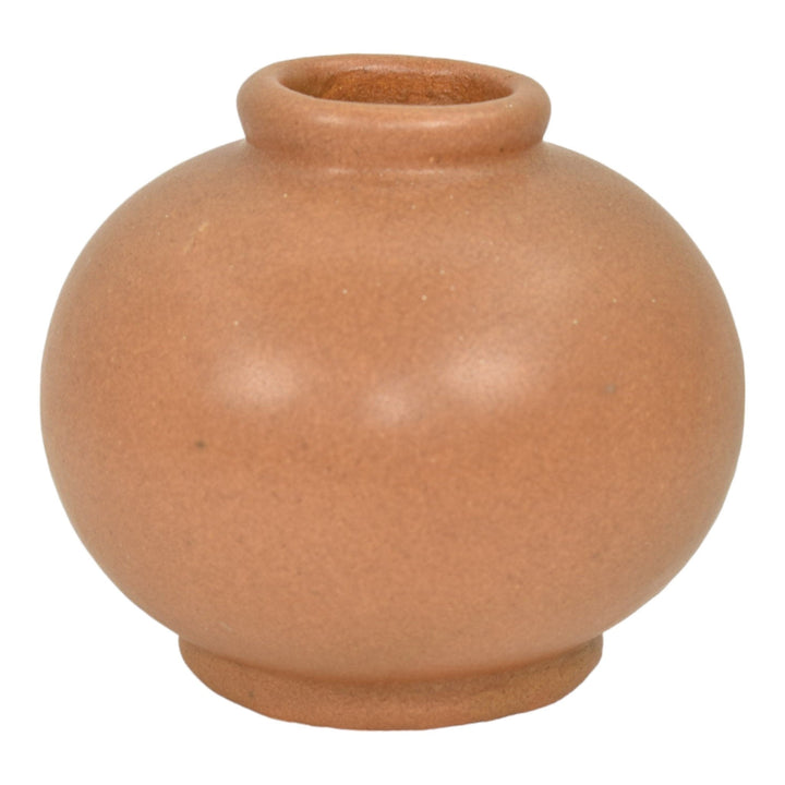 Teco Vintage Arts And Crafts Pottery Matte Brown Bulbous Ceramic Vase 216 - Just Art Pottery