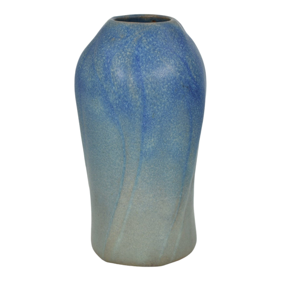 Van Briggle 1920 Vintage Art Pottery Blue Stylized Flowers Ceramic Vase - Just Art Pottery