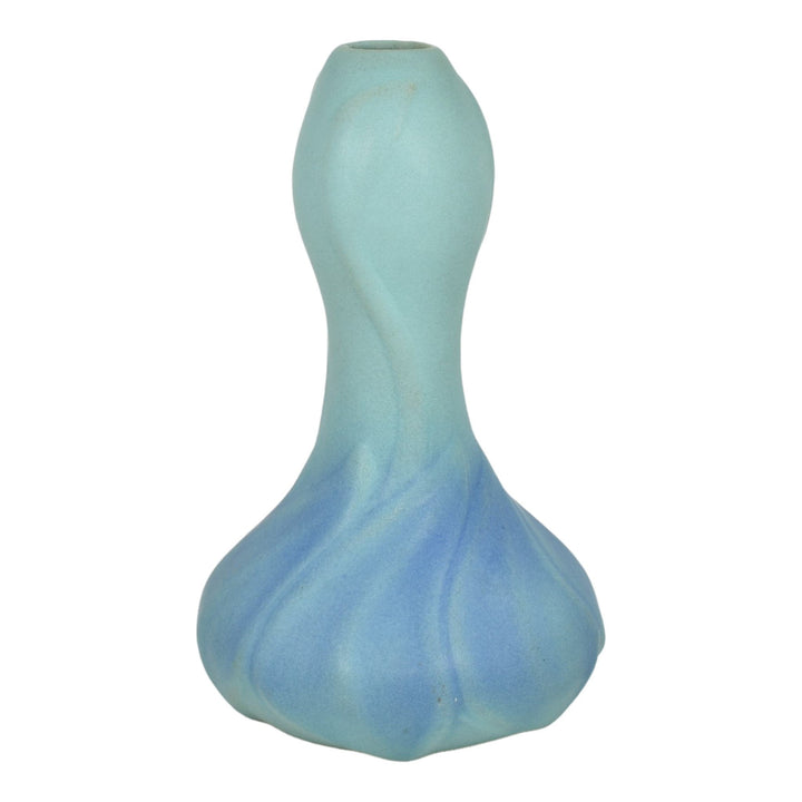 Van Briggle 1920s Vintage Art Pottery Blue Tulip Bud Ceramic Vase Shape 666 - Just Art Pottery