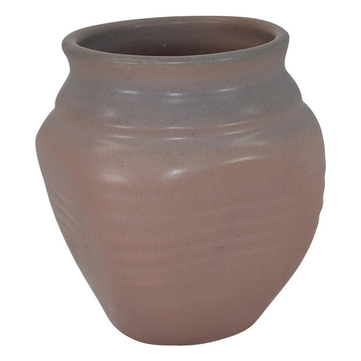 Van Briggle 1990s Vintage Art Pottery Dusty Rose Squared Deco Vase (Scalia) - Just Art Pottery