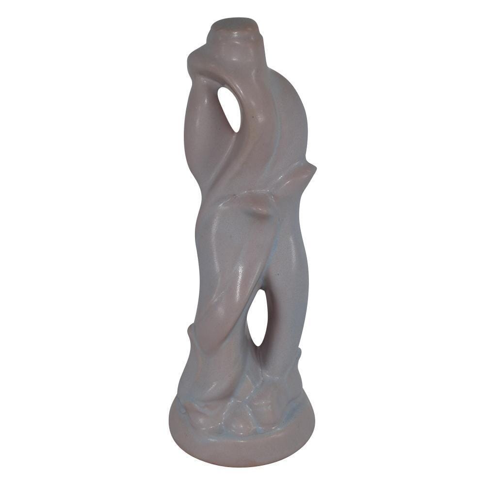 Van Briggle Pottery 1990s Rose Blue Art Deco Curving Leaves Sculpture (Short) - Just Art Pottery