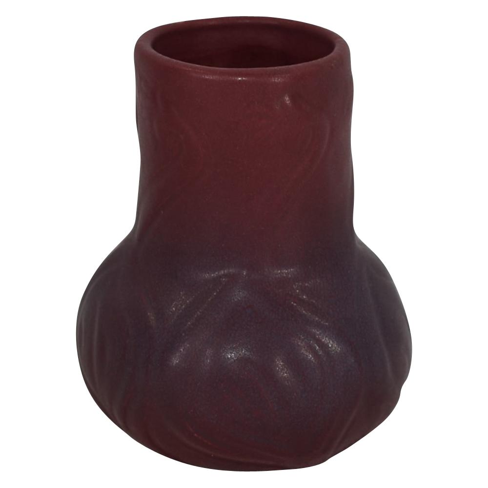 Van Briggle Pottery USA 1922-26 Mulberry Red Violets And Leaves Shape 645 - Just Art Pottery