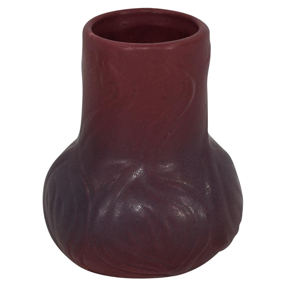 Van Briggle Pottery USA 1922-26 Mulberry Red Violets And Leaves Shape 645 - Just Art Pottery