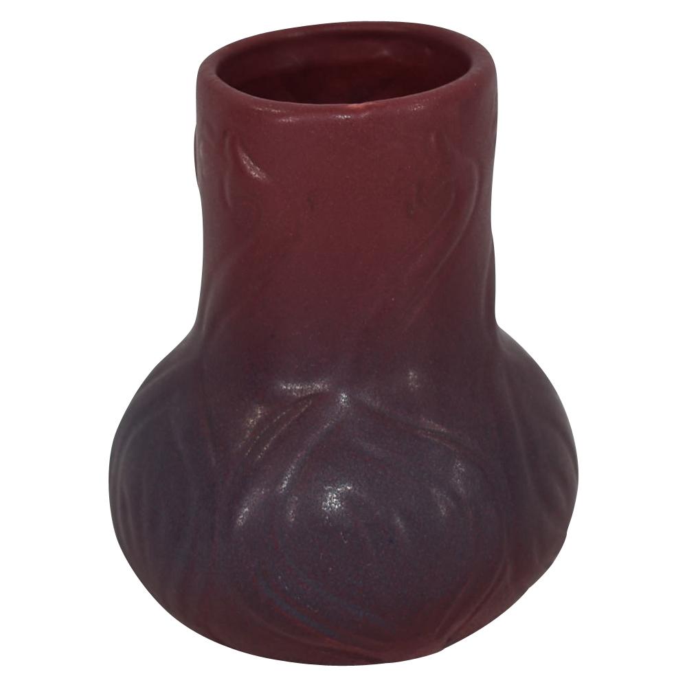 Van Briggle Pottery USA 1922-26 Mulberry Red Violets And Leaves Shape 645 - Just Art Pottery