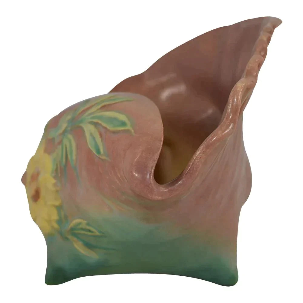 Roseville Pottery Peony Pink Conch Shell 436 - Just Art Pottery