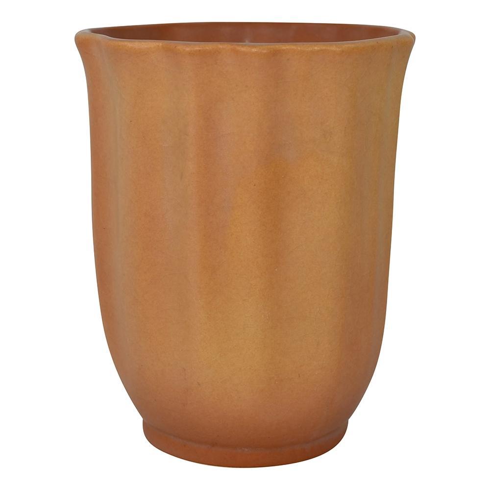 Roseville Pottery Florane 1949 Tan Mid Century Modern Vase 80-6 - Just Art Pottery