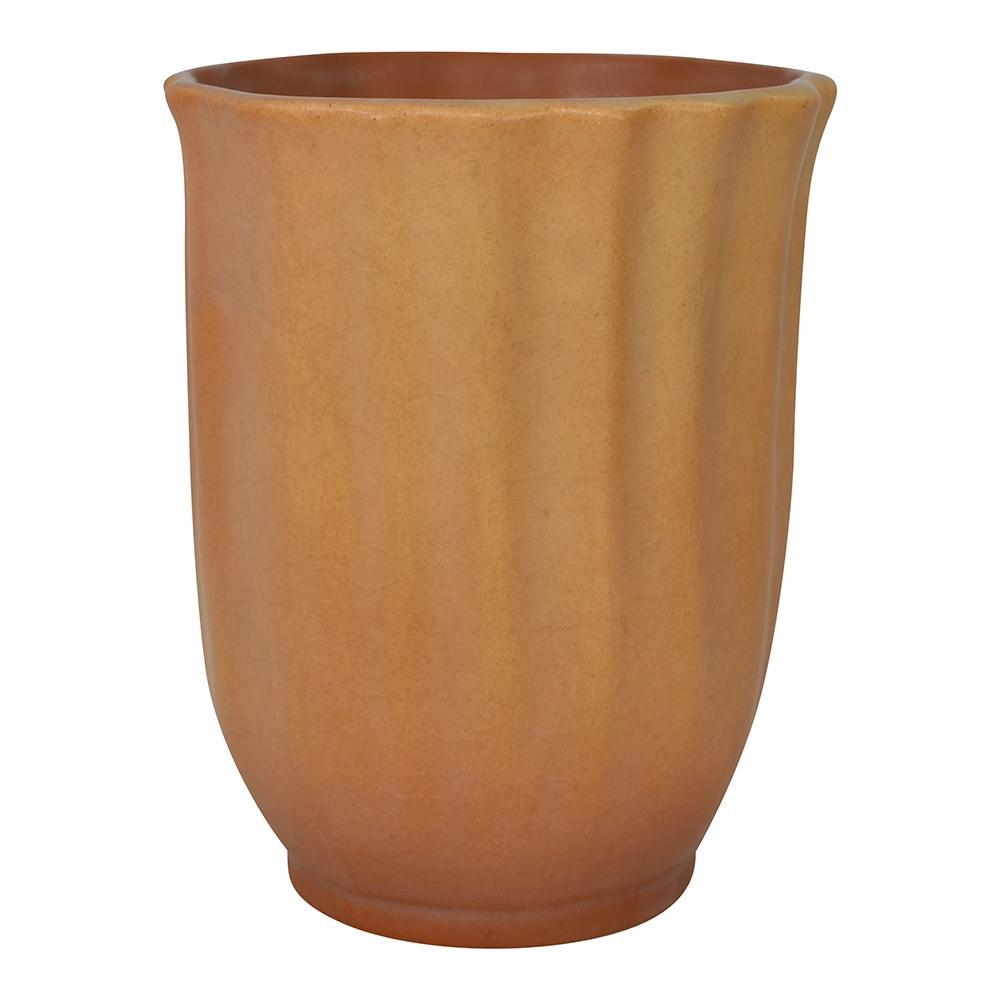 Roseville Pottery Florane 1949 Tan Mid Century Modern Vase 80-6 - Just Art Pottery