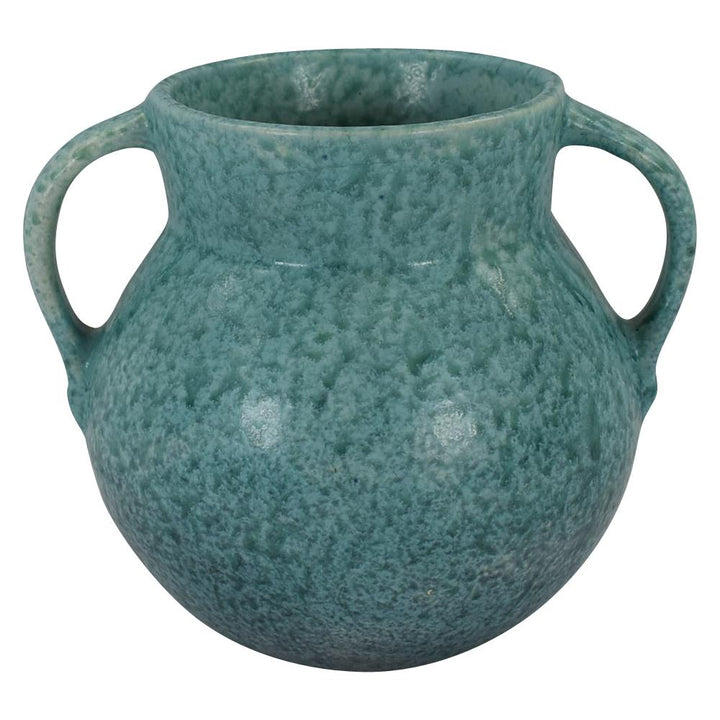Roseville Tourmaline Turquoise Blue 1933 Vintage Art Deco Pottery Vase 517-6 - Just Art Pottery