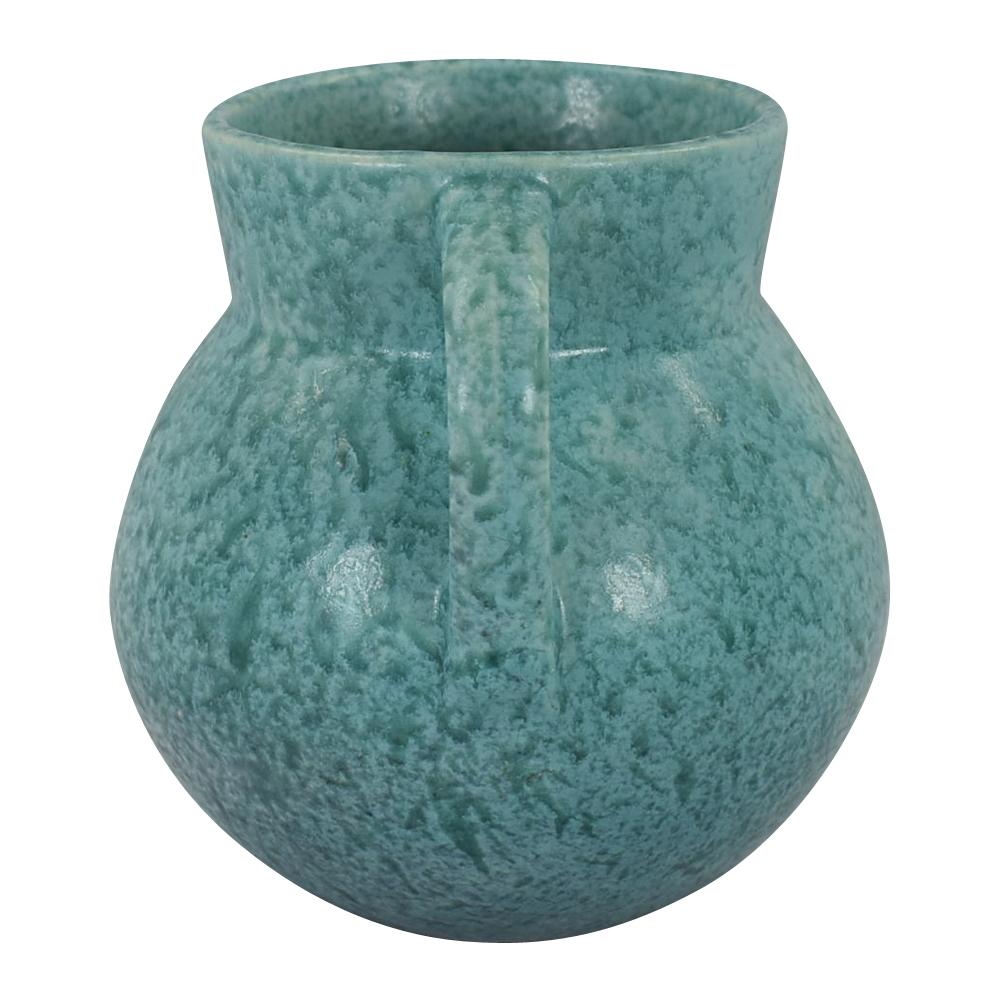 Roseville Tourmaline Turquoise Blue 1933 Vintage Art Deco Pottery Vase 517-6 - Just Art Pottery