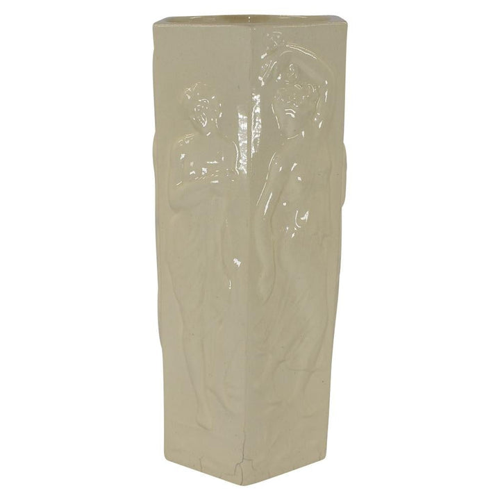 Weller Pottery Narona Ware Art Nouveau Dancing Women Figural Hexagon Tall Vase