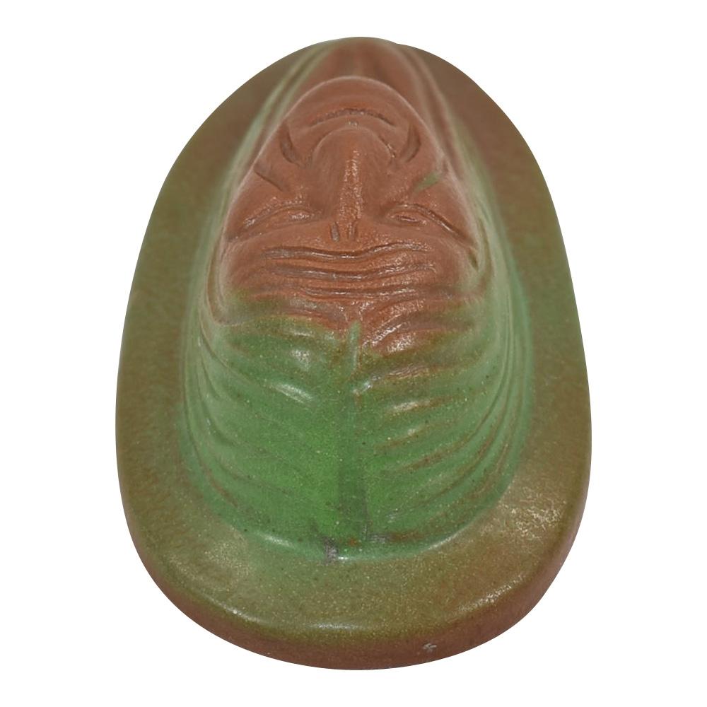 Van Briggle 1920s Pottery Native American Mountain Crag Brown Green Paperweight - Just Art Pottery