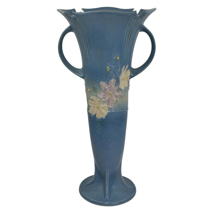 Roseville Cosmos 1939 Vintage Art Pottery Blue Ceramic Floor Vase 958-18 - Just Art Pottery