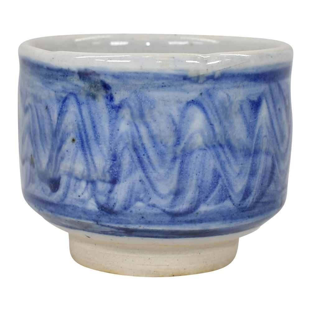 Ken Ferguson Studio Art Pottery Hand Made Blue Yunomi Ceramic Tea Cup - Just Art Pottery