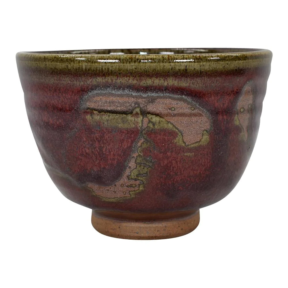 Walter Dexter Canadian Studio Art Pottery Red Hand Thrown Stoneware Ceramic Bowl - Just Art Pottery