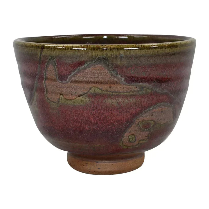 Walter Dexter Canadian Studio Art Pottery Red Hand Thrown Stoneware Ceramic Bowl - Just Art Pottery