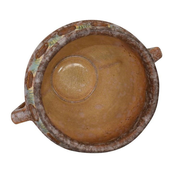 Roseville Ferella 1930 Vintage Art Deco Pottery Tan Ceramic Vase 498-4 - Just Art Pottery
