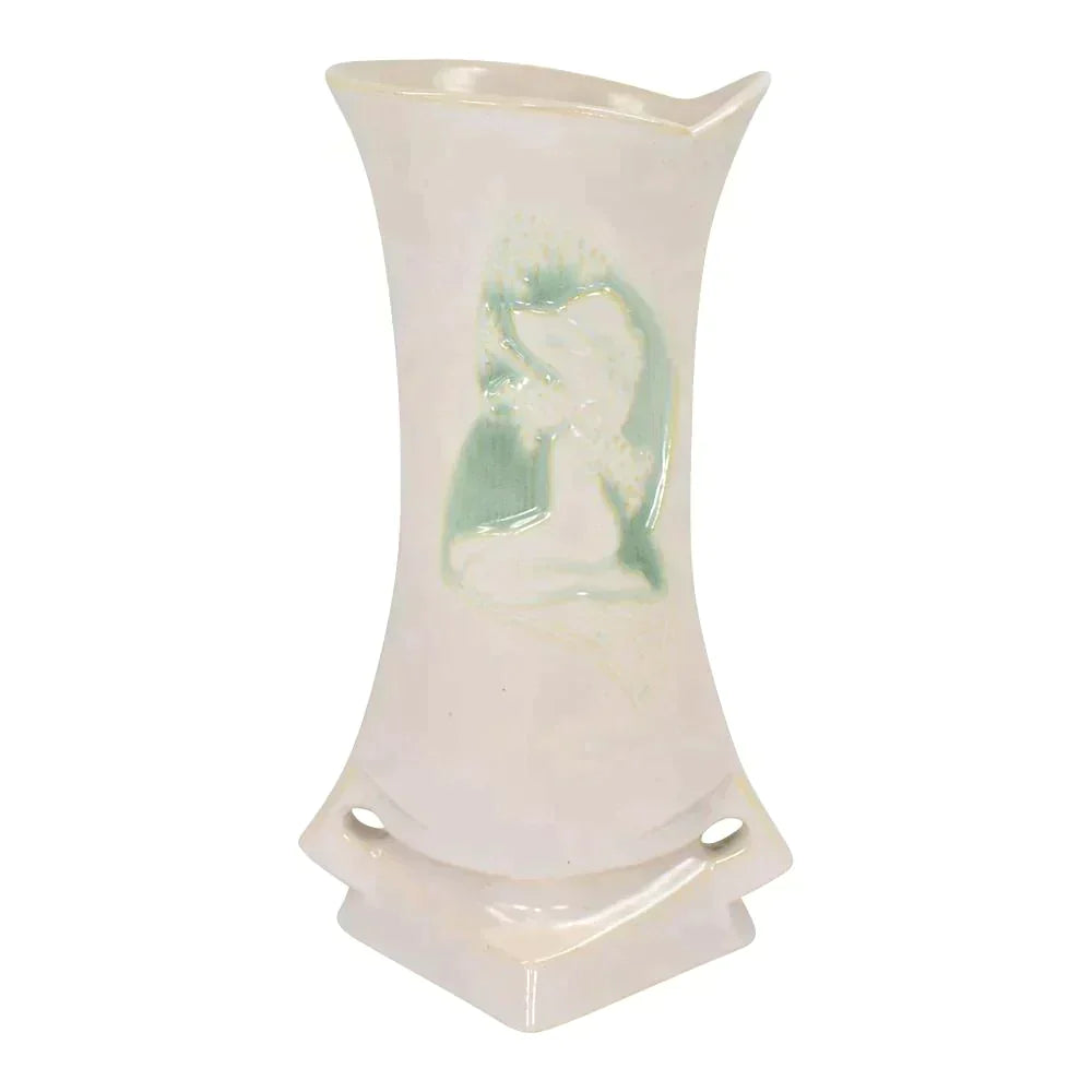 Roseville Silhouette 1950 Vintage Mid Century Modern Pottery White Vase 787-10