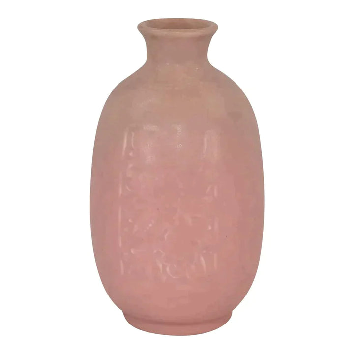 Rookwood Art Pottery 1933 Vintage Pink Art Deco Floral Panel Ceramic Vase 6376