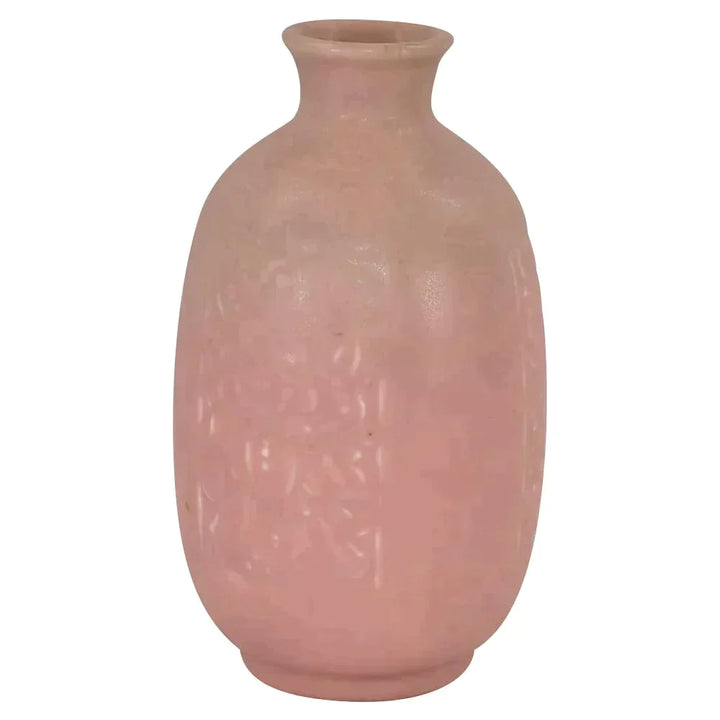Rookwood Art Pottery 1933 Vintage Pink Art Deco Floral Panel Ceramic Vase 6376