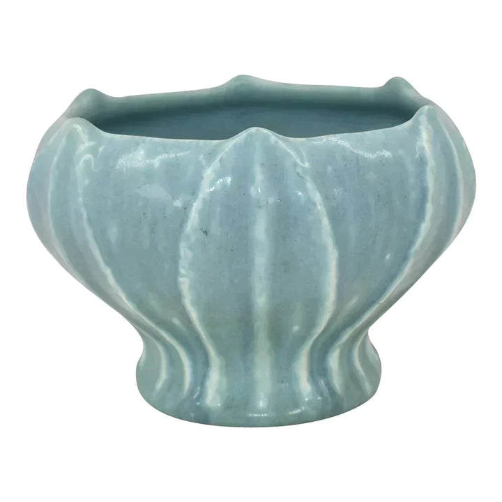 Rookwood Art Pottery 1921 Vintage Matte Blue Six Leaves Ceramic Vase 2358 - Just Art Pottery