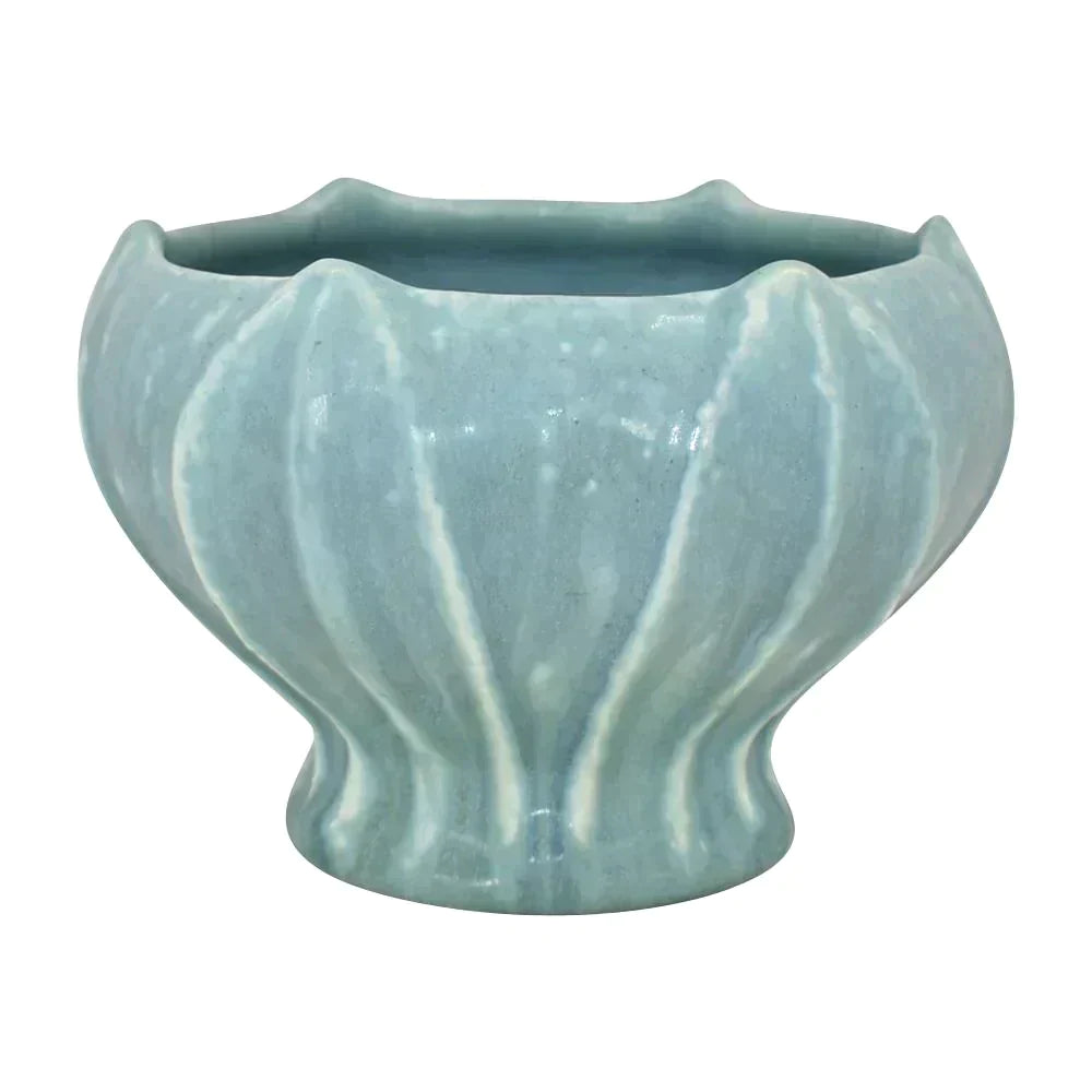Rookwood Art Pottery 1921 Vintage Matte Blue Six Leaves Ceramic Vase 2358 - Just Art Pottery