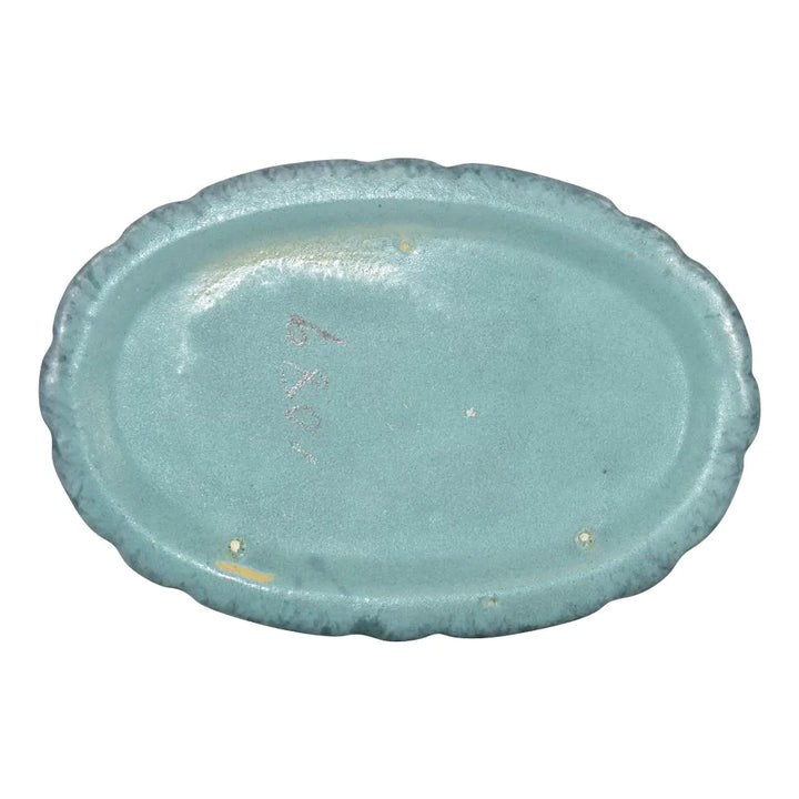 Roseville Tourmaline 1933 Vintage Art Pottery Turquoise Candle Holder 1089-4