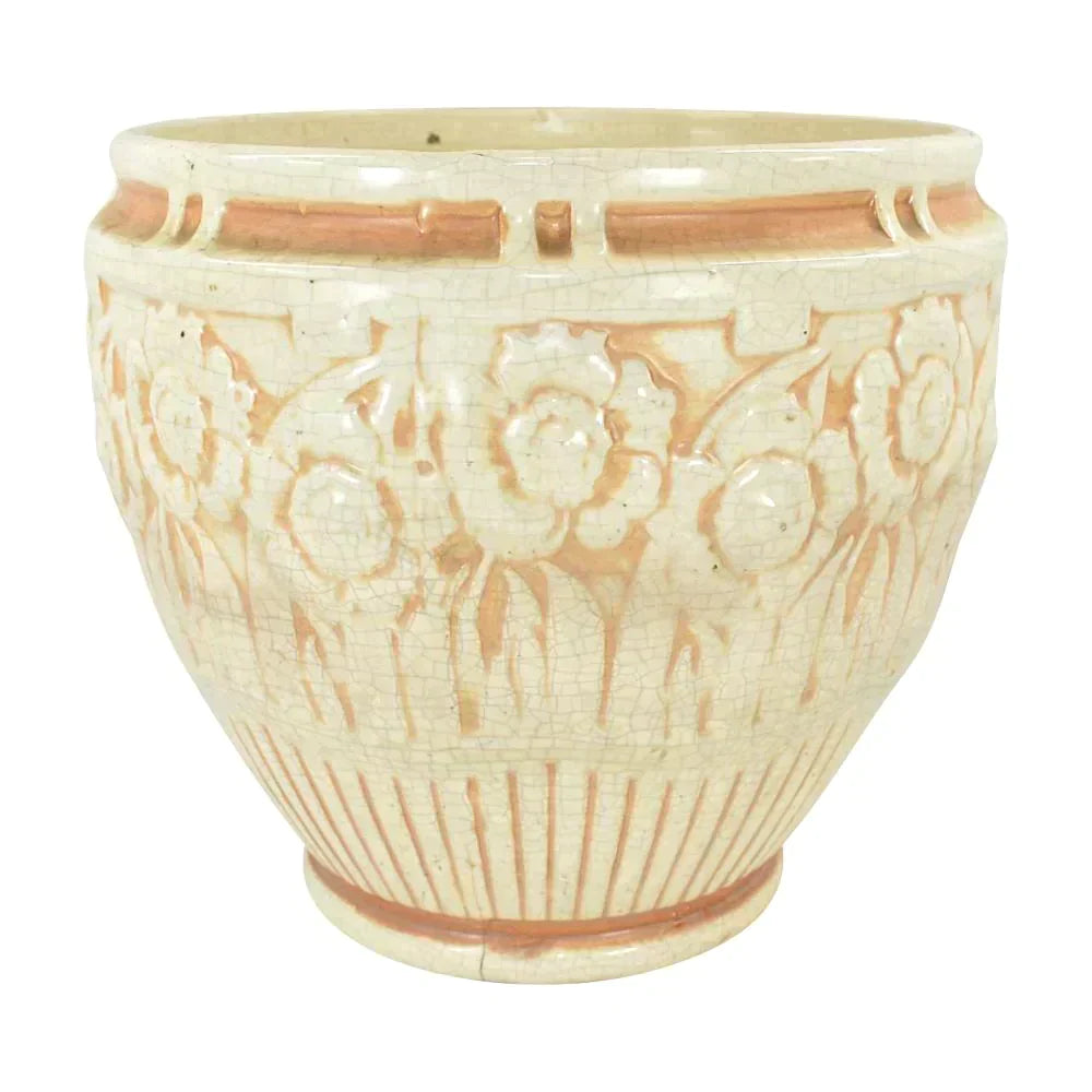 Peters and Reed Ivory 1920s Vintage Antique Pottery Large Jardiniere Planter - Just Art Pottery