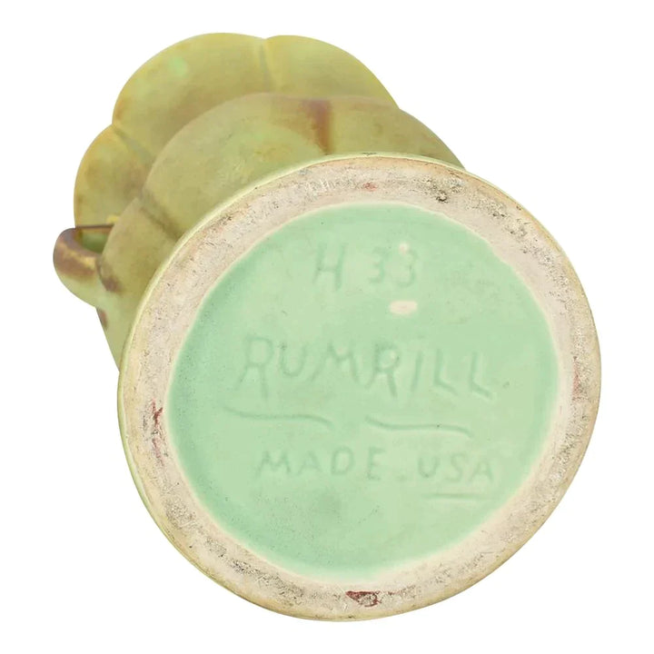 Rumrill 1940s Vintage Art Pottery Mottled Green Brown Ceramic Vase H33 - Just Art Pottery