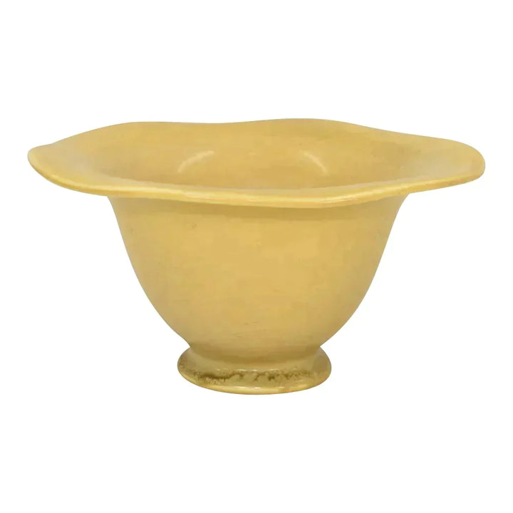 Rookwood Art Pottery 1926 Vintage Matte Yellow Art Deco Pedestal Bowl 2738 - Just Art Pottery