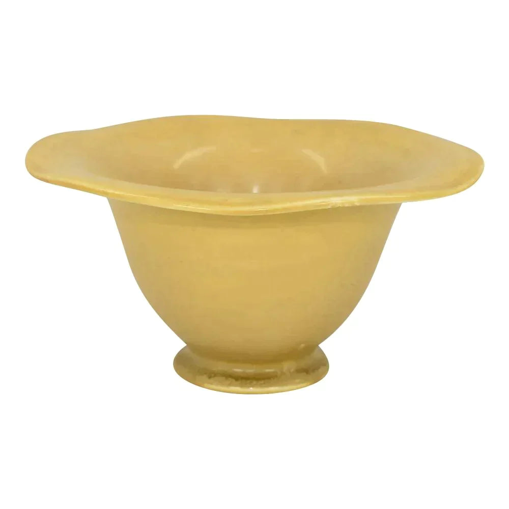 Rookwood Art Pottery 1926 Vintage Matte Yellow Art Deco Pedestal Bowl 2738 - Just Art Pottery