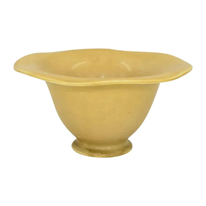 Rookwood Art Pottery 1926 Vintage Matte Yellow Art Deco Pedestal Bowl 2738 - Just Art Pottery