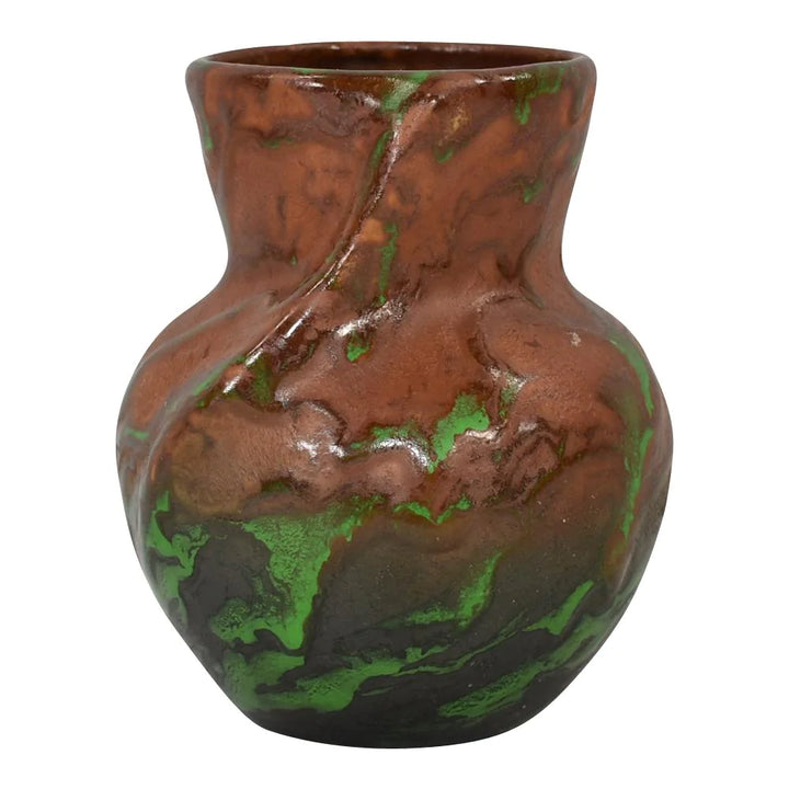 Weller Greora 1930s Vintage Art And Crafts Pottery Brown Ceramic Vase - Just Art Pottery