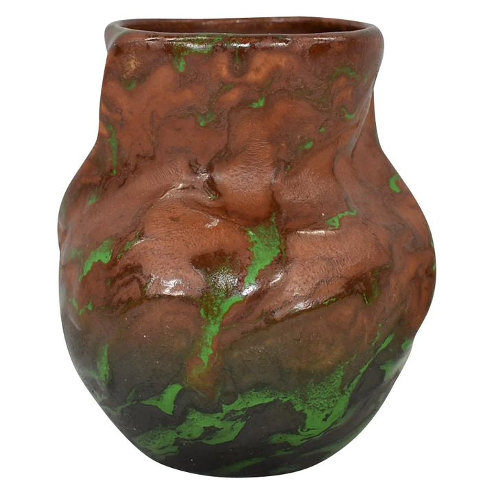 Weller Greora 1930s Vintage Art And Crafts Pottery Brown Ceramic Vase - Just Art Pottery