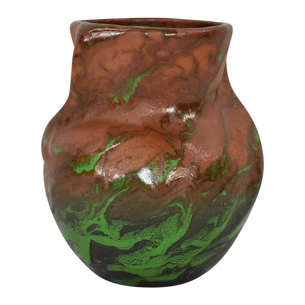 Weller Greora 1930s Vintage Art And Crafts Pottery Brown Ceramic Vase