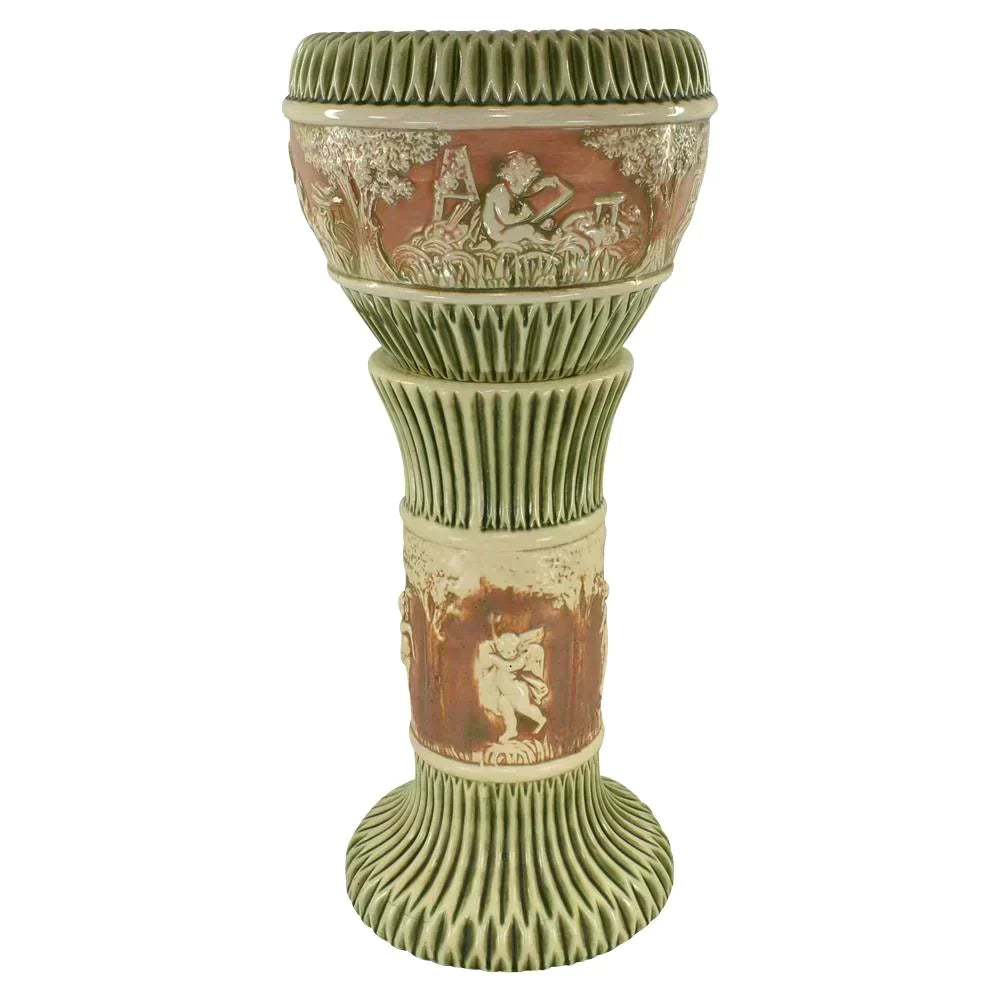 Roseville Donatello 1916 Vintage Art Pottery Green Ceramic Jardiniere 575 - Just Art Pottery