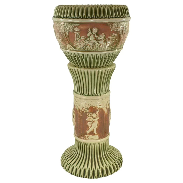 Roseville Donatello 1916 Vintage Art Pottery Green Ceramic Jardiniere 575 - Just Art Pottery