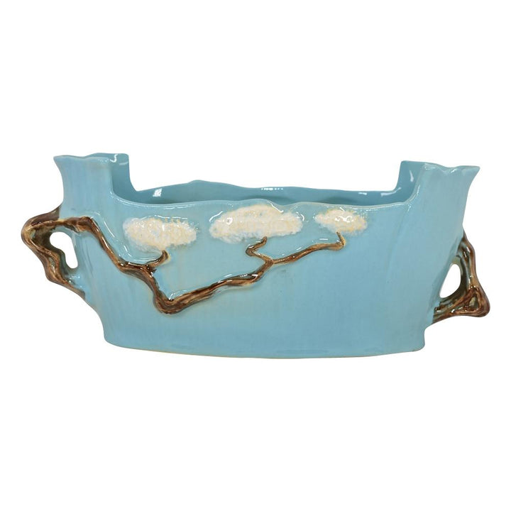 Roseville Ming Tree 1949 Vintage Art Mid Century Pottery Blue Ceramic Bowl 526-9 - Just Art Pottery