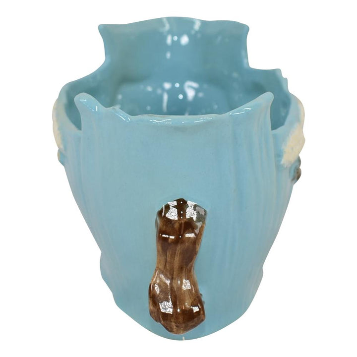 Roseville Ming Tree 1949 Vintage Art Mid Century Pottery Blue Ceramic Bowl 526-9 - Just Art Pottery
