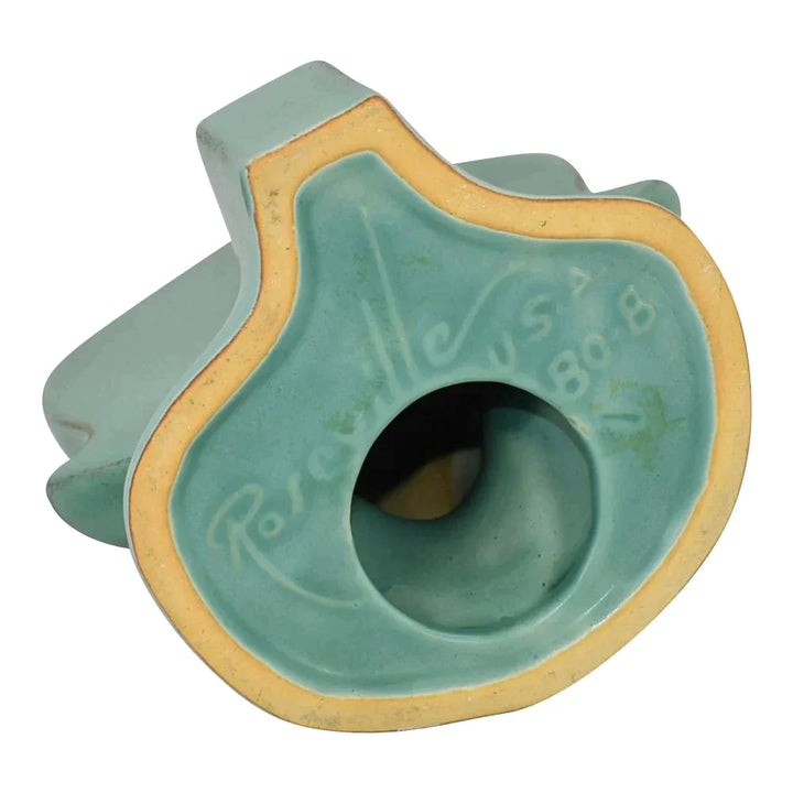 Roseville Burmese 1950 Vintage Deco Pottery Green Male Figural Candle Holder 80B - Just Art Pottery