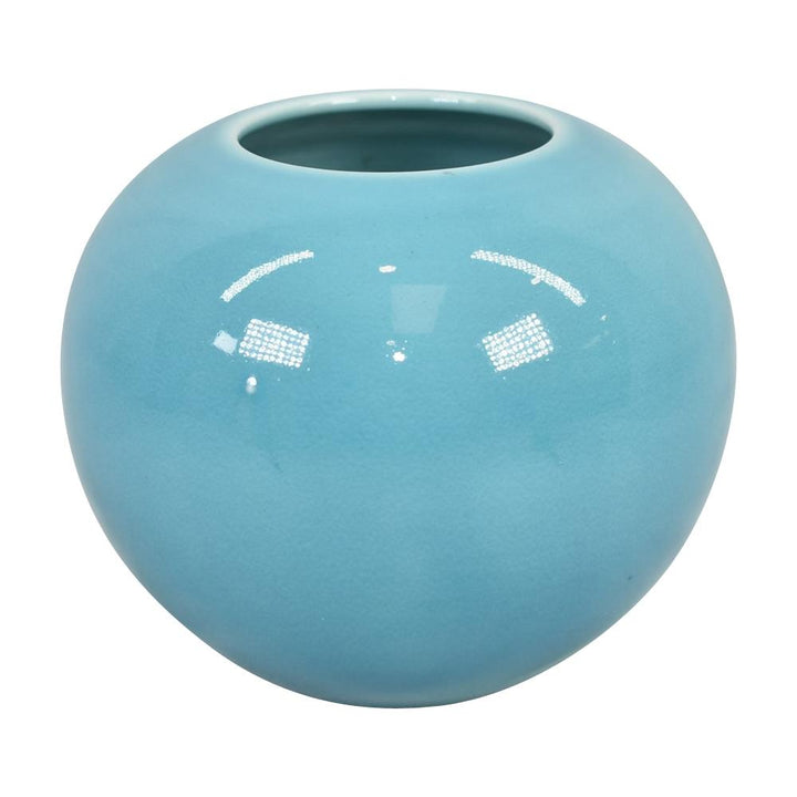 Rookwood Art Pottery 1937 High Glaze Turquoise Blue Ceramic Ball Vase 6199F - Just Art Pottery