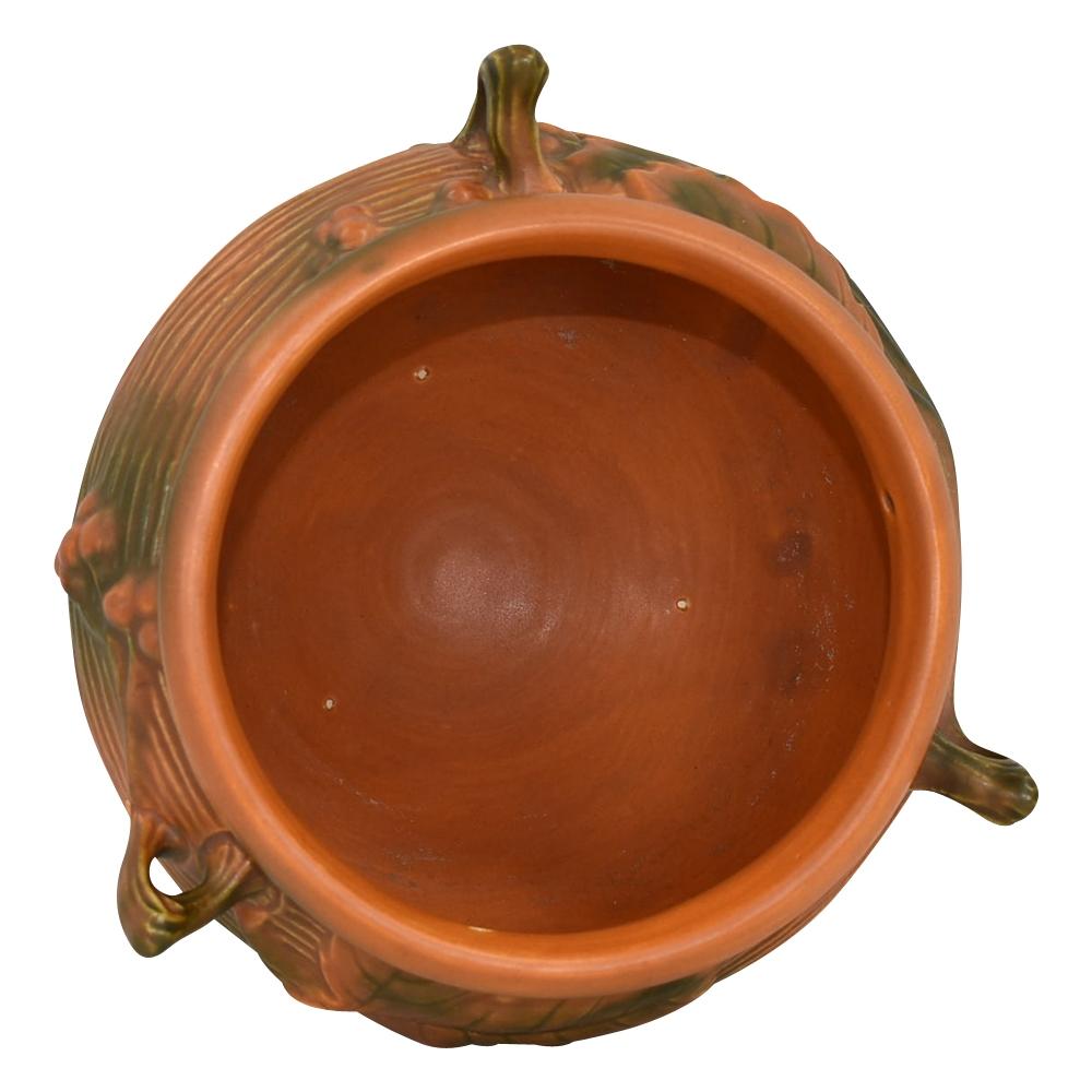 Roseville Bushberry Russet 1941 Vintage Art Pottery Hanging Basket Planter 465-5 - Just Art Pottery