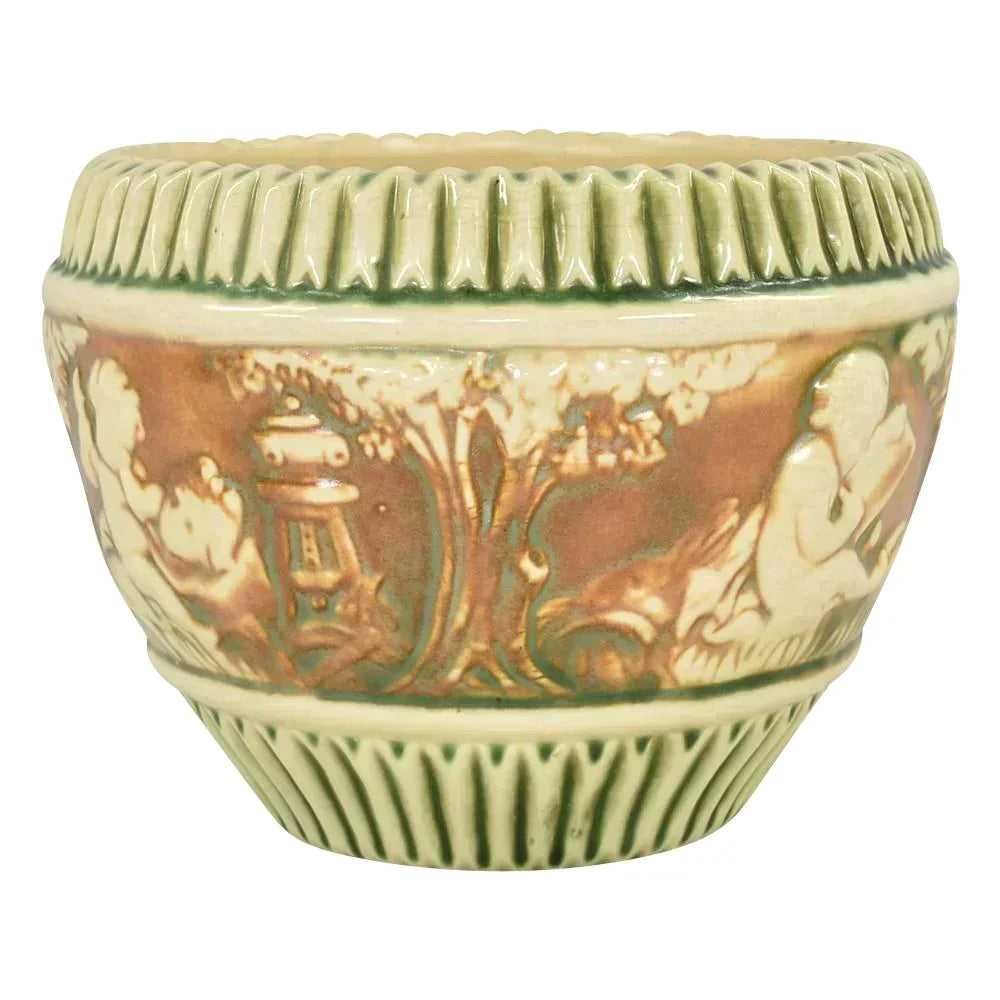 Roseville Donatello 1916 Vintage Art Pottery Cherub Jardiniere Planter 575-7 - Just Art Pottery