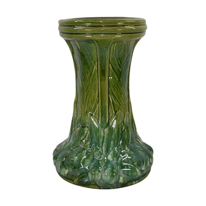 McCoy 1930s Vintage Art Pottery Leaves And Berries Green Ceramic Pedestal - Just Art Pottery