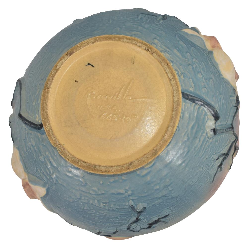 Roseville Magnolia 1943 Vintage Art Pottery Blue Jardiniere Planter 665-10 - Just Art Pottery